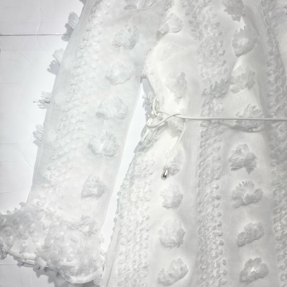 Indikah By Angel Biba White Fairy/Cottage Core Ruffle Chiffon Dress NWT Size M - Picture 6 of 15